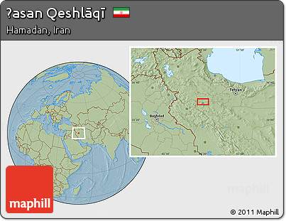 Savanna Style Location Map of Ḩasan Qeshlāqī, hill shading