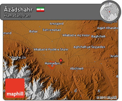 Physical Map of Āzādshahr