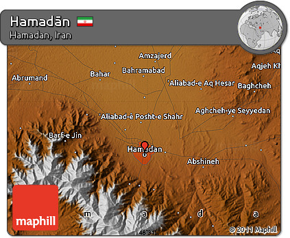 Physical Map of Hamadān