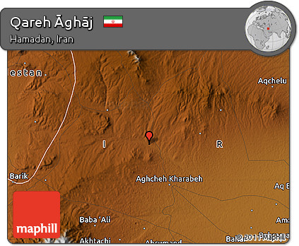 Physical Map of Qareh Āghāj