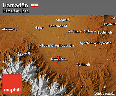 Physical Map of Hamadān