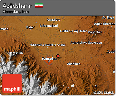 Physical Map of Āzādshahr