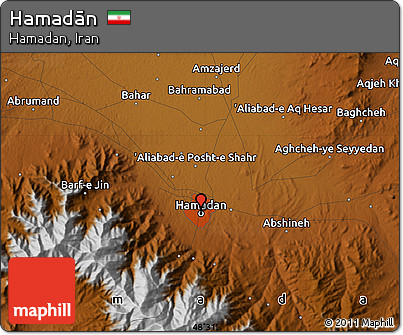 Physical Map of Hamadān