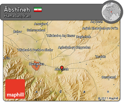 Satellite Map of Ābshīneh