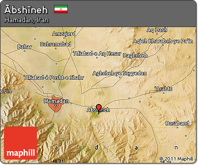 Satellite Map of Ābshīneh