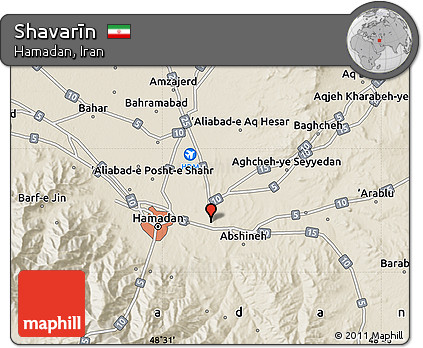 Shaded Relief Map of Shavarīn