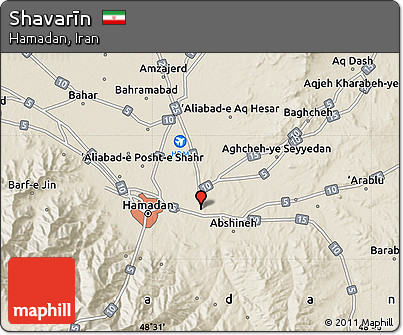 Shaded Relief Map of Shavarīn