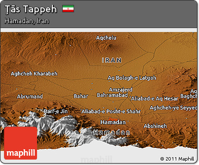 Physical Panoramic Map of Ţās Tappeh