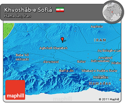 Political Panoramic Map of Khvoshāb-e Soflá