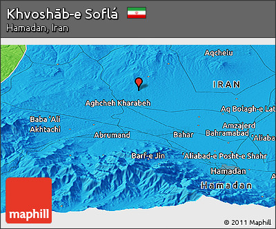 Political Panoramic Map of Khvoshāb-e Soflá