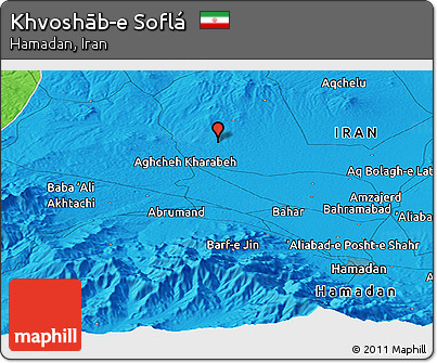 Political Panoramic Map of Khvoshāb-e Soflá