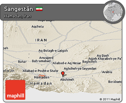 Shaded Relief Panoramic Map of Sangestān