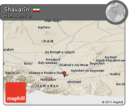Shaded Relief Panoramic Map of Shavarīn