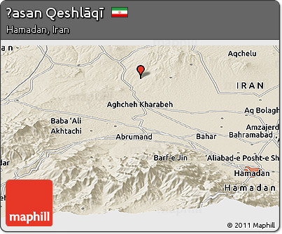 Shaded Relief Panoramic Map of Ḩasan Qeshlāqī