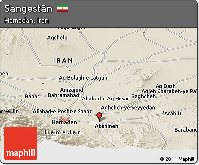 Shaded Relief Panoramic Map of Sangestān