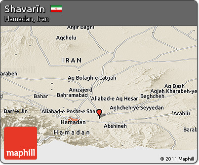 Shaded Relief Panoramic Map of Shavarīn
