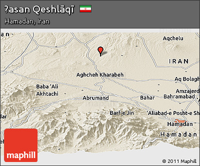 Shaded Relief Panoramic Map of Ḩasan Qeshlāqī