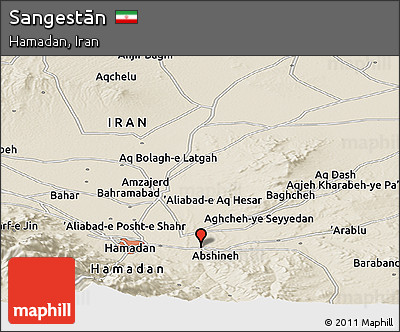 Shaded Relief Panoramic Map of Sangestān