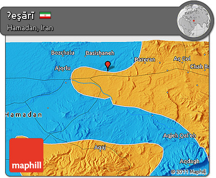 Political 3D Map of Ḩeşārī