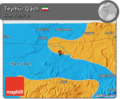 Political 3D Map of Teymūr Qāsh