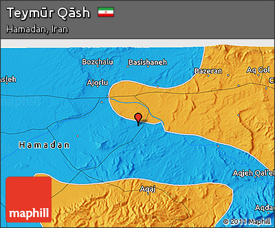 Political 3D Map of Teymūr Qāsh