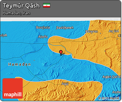 Political 3D Map of Teymūr Qāsh