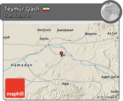 Shaded Relief 3D Map of Teymūr Qāsh