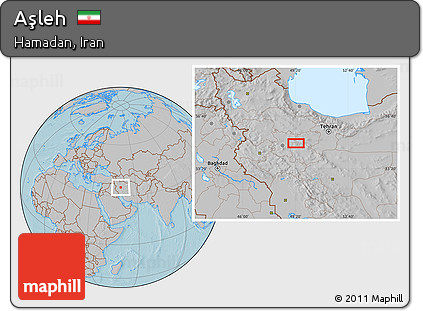 Gray Location Map of Aşleh, hill shading