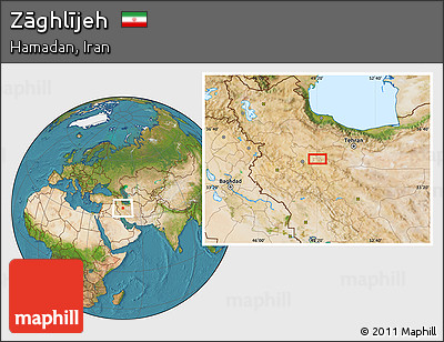 Satellite Location Map of Zāghlījeh