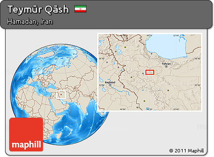 Shaded Relief Location Map of Teymūr Qāsh