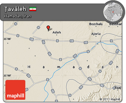 Shaded Relief Map of Ţavāleh