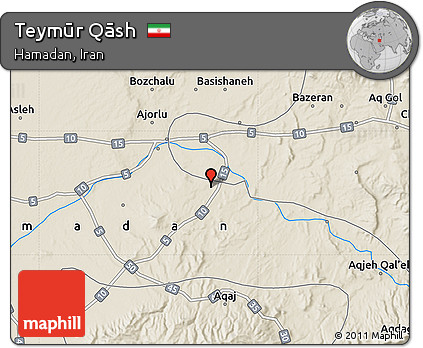 Shaded Relief Map of Teymūr Qāsh