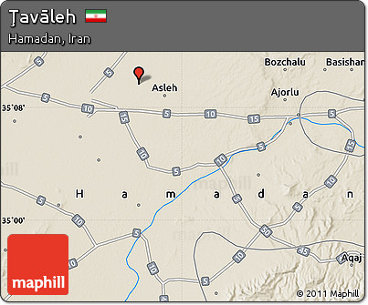 Shaded Relief Map of Ţavāleh
