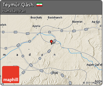 Shaded Relief Map of Teymūr Qāsh
