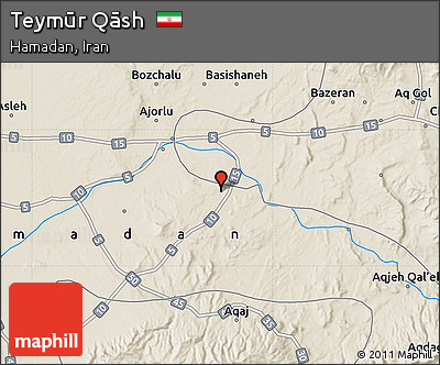 Shaded Relief Map of Teymūr Qāsh