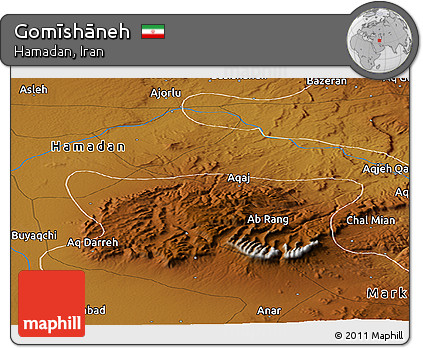 Physical Panoramic Map of Gomīshāneh