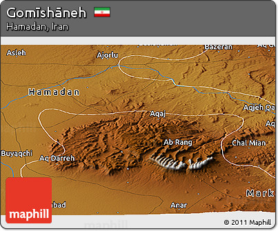 Physical Panoramic Map of Gomīshāneh