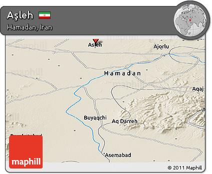 Shaded Relief Panoramic Map of Aşleh
