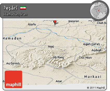 Shaded Relief Panoramic Map of Ḩeşārī