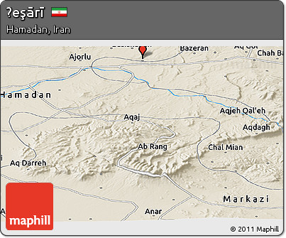 Shaded Relief Panoramic Map of Ḩeşārī