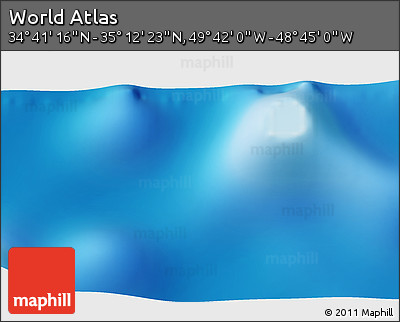Physical 3D Map of the Area around 34° 56' 49" N, 49° 13' 30" W
