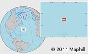 Gray Location Map of the area around 34° 56' 49" N, 52° 37' 30" W