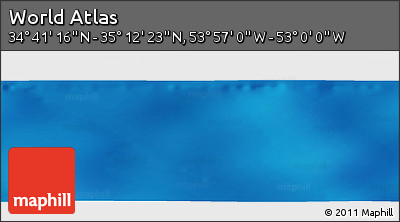 Shaded Relief Panoramic Map of the Area around 34° 56' 49" N, 53° 28' 30" W