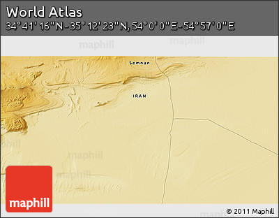 Physical 3D Map of the Area around 34° 56' 49" N, 54° 28' 30" E