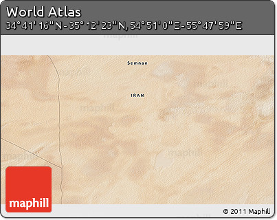Satellite 3D Map of the Area around 34° 56' 49" N, 55° 19' 30" E