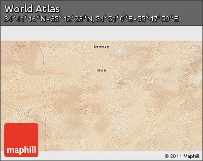 Satellite 3D Map of the Area around 34° 56' 49" N, 55° 19' 30" E