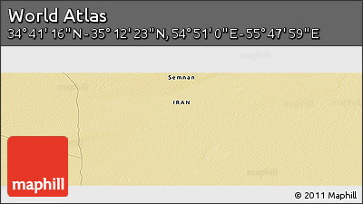Physical Panoramic Map of the Area around 34° 56' 49" N, 55° 19' 30" E