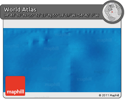 Shaded Relief 3D Map of the Area around 34° 56' 49" N, 55° 10' 29" W