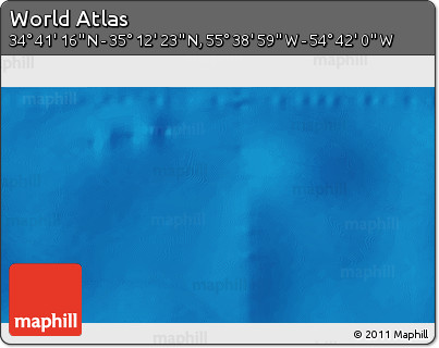 Shaded Relief 3D Map of the Area around 34° 56' 49" N, 55° 10' 29" W