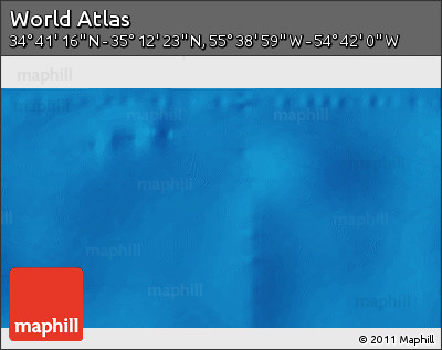 Shaded Relief 3D Map of the Area around 34° 56' 49" N, 55° 10' 29" W